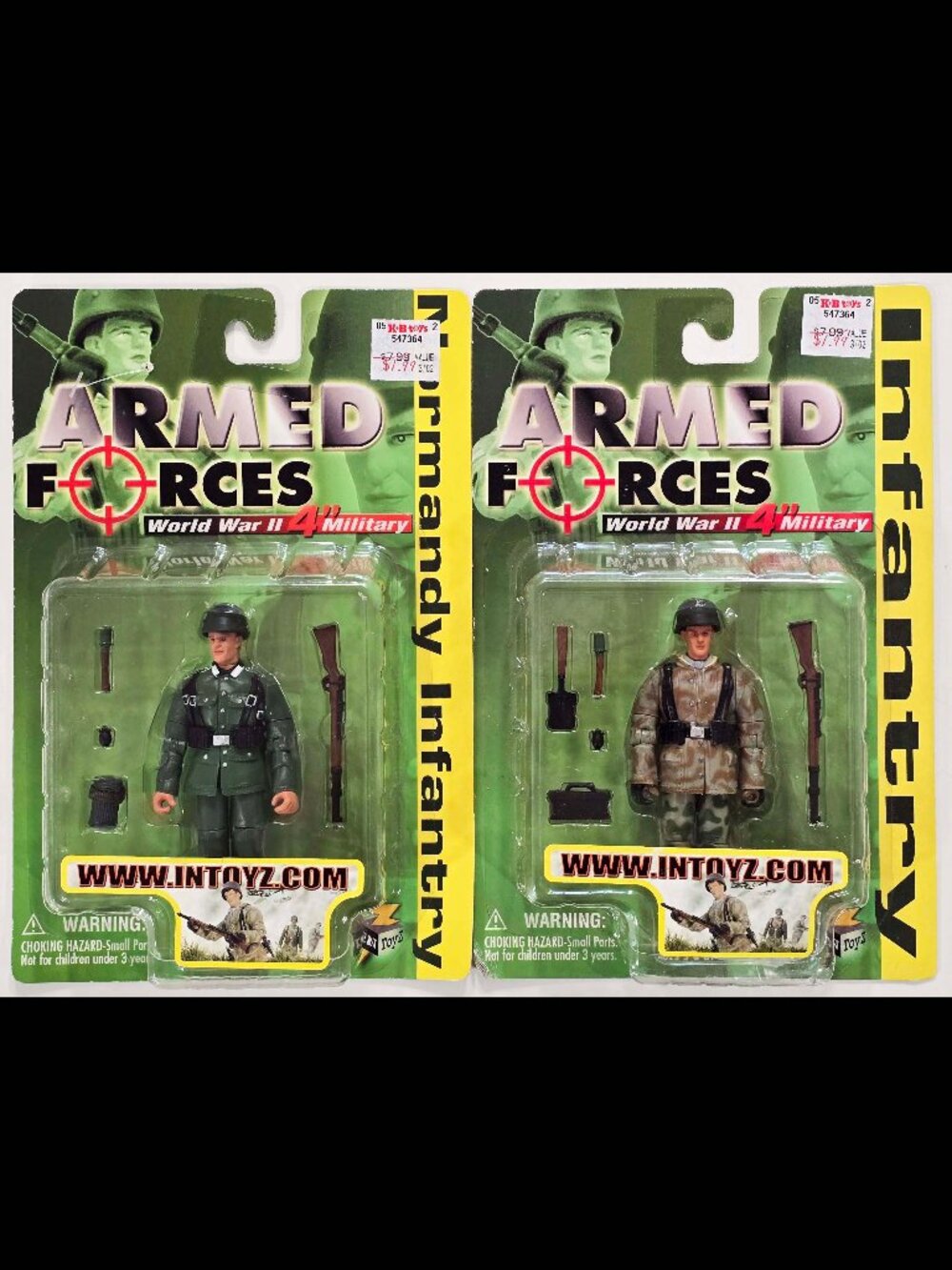 Lot of 2 InToyZ Armed Forces 4"-1:18 Action Figures Infantry + Normandy Infantry